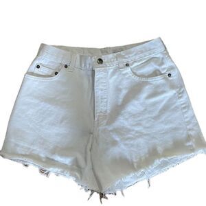 Moda International High Waisted White Cut off Jean Shorts, Size 8